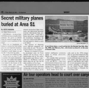 Secret Military Planes Buried at Area 51 - The Daily Spectrum - Mar 30, 2001