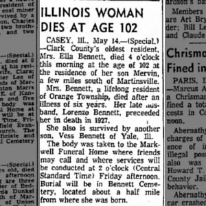 Mrs. Ella Bennett Obituary