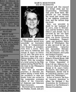 Obituary for Mary Knox McGuinness