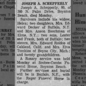 Obituary for JOSEPH A. SCHEPPERLY