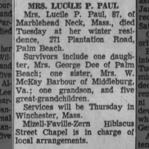 Obituary for L UClLE P. PAUL