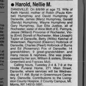 Obituary for Nellie M. Harold