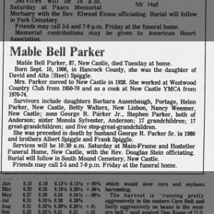 Obituary for Mable Bell Parker