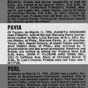 Obituary for JU ANITA PAVIA