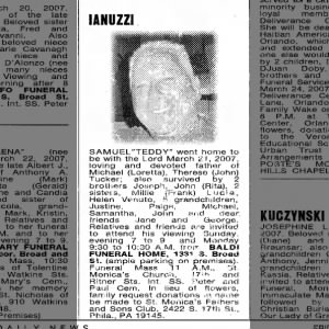 Obituary for SAMUEL IANUZZI