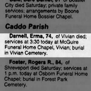 Obituary for Erma Darnell