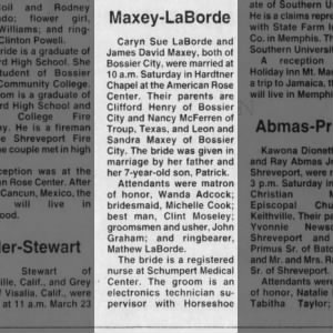 Marriage of LaBorde / Maxey