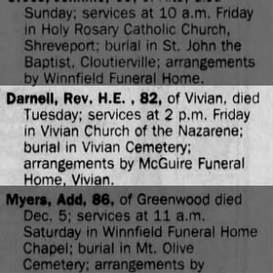 Obituary for  Darnell