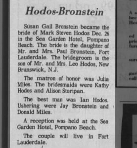 Marriage of Bronstein / Hodos