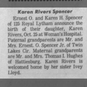 Rivers Spender birth announcement 1985