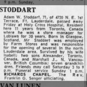 Obituary for Adam W. Stoddart