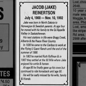 Obituary for JACOB REINERTS
