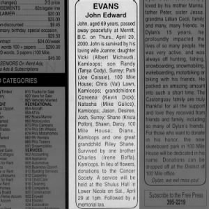 Obituary for John Edward EVANS