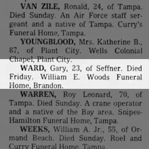 Obituary for Gary WARD