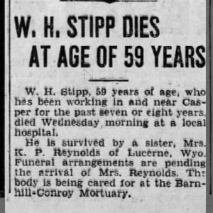 Obituary for W. H. STIPP