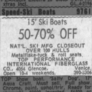1965 15’ ski boat sale IFC 4054 Glenco