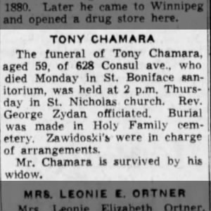 Obituary for TONY CHAMARA