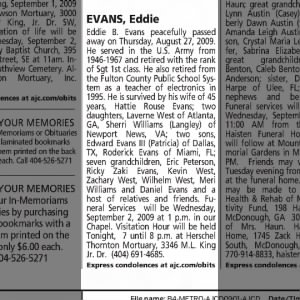 Obituary for Eddie B. EVANS Jr.