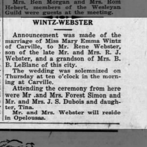 Marriage of Wintz / Webster