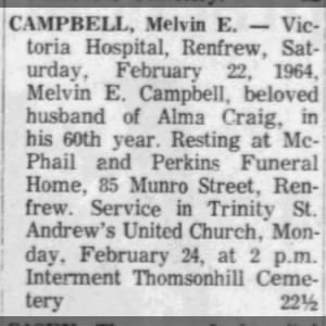 Obituary for Melvin E. Victoria Hos CAMPBELL Dital