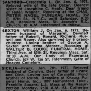 Obituary for William J. SEXTON