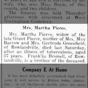 Obituary for Martha Pierce