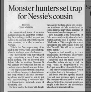 2000-08-03 Monster hunters set trap for Nessie's cousin