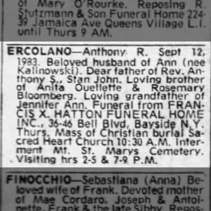Obituary for Anthony R. ERCOLANO