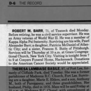Obituary for ROBERT M. BARR