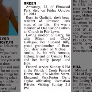 Obituary for Annamay GREEN