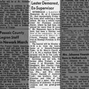 Lester Demarest obituary