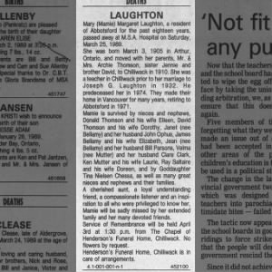 Obituary for Mary Margaret LAUGHTON