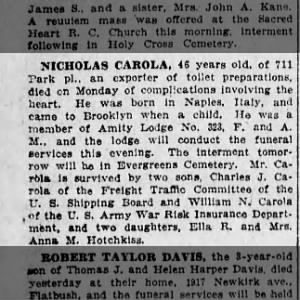 Obituary for NICHOLAS CAROLA