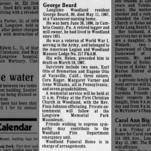 Obituary for George Beard