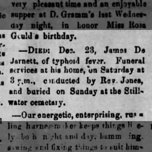 DeJarnett, James Obituary Perkins Bee 29 Dec 1893