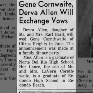 Marriage of Cornthwaite / Allen