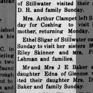 Visting sisters Bess Lehman and Nellie Skinner in 1914 (Ethel age 18). 