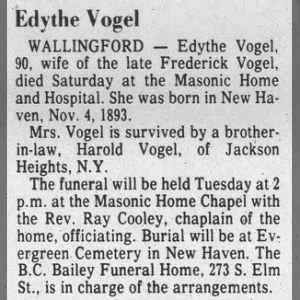 Obituary for Edythe Crowe Vogel