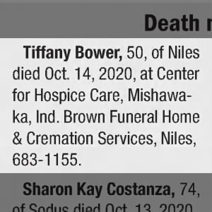 Obituary for Tiffany Bower