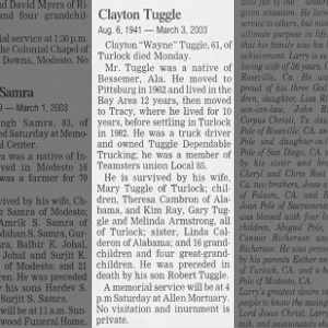 Obituary for Clayton Tuggle