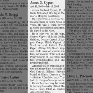 Obituary for James Garland Cypert