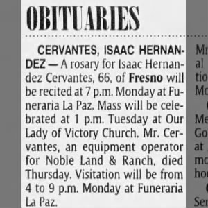 Obituary for ISAAC HERNANDEZ CERVANTES