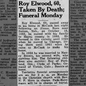 Roy Elwood, 60, Taken by Death, Funeral Monday