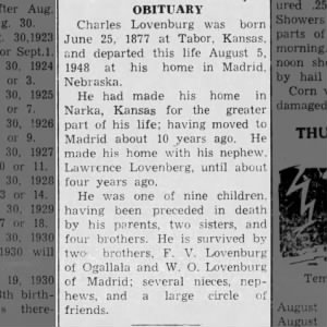 Obituary for Charles Lovenburg