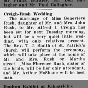 Marriage of Rush / Crelgh