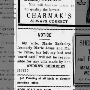 Marie Berkeley maiden name