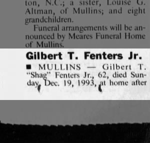 Obituary for Gilbert T Fenters Jr