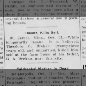 Theodore Brekke Newspaper Article 1916