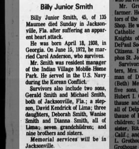 Obituary for Billy Junior Smith