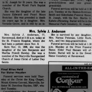 Obituary for Sylvia J. Anderson